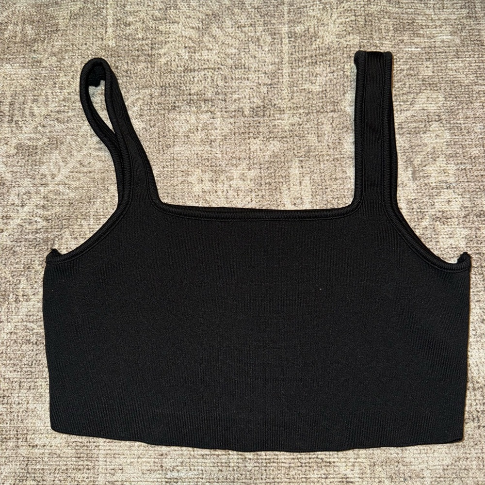 Black Square Neck Crop Top